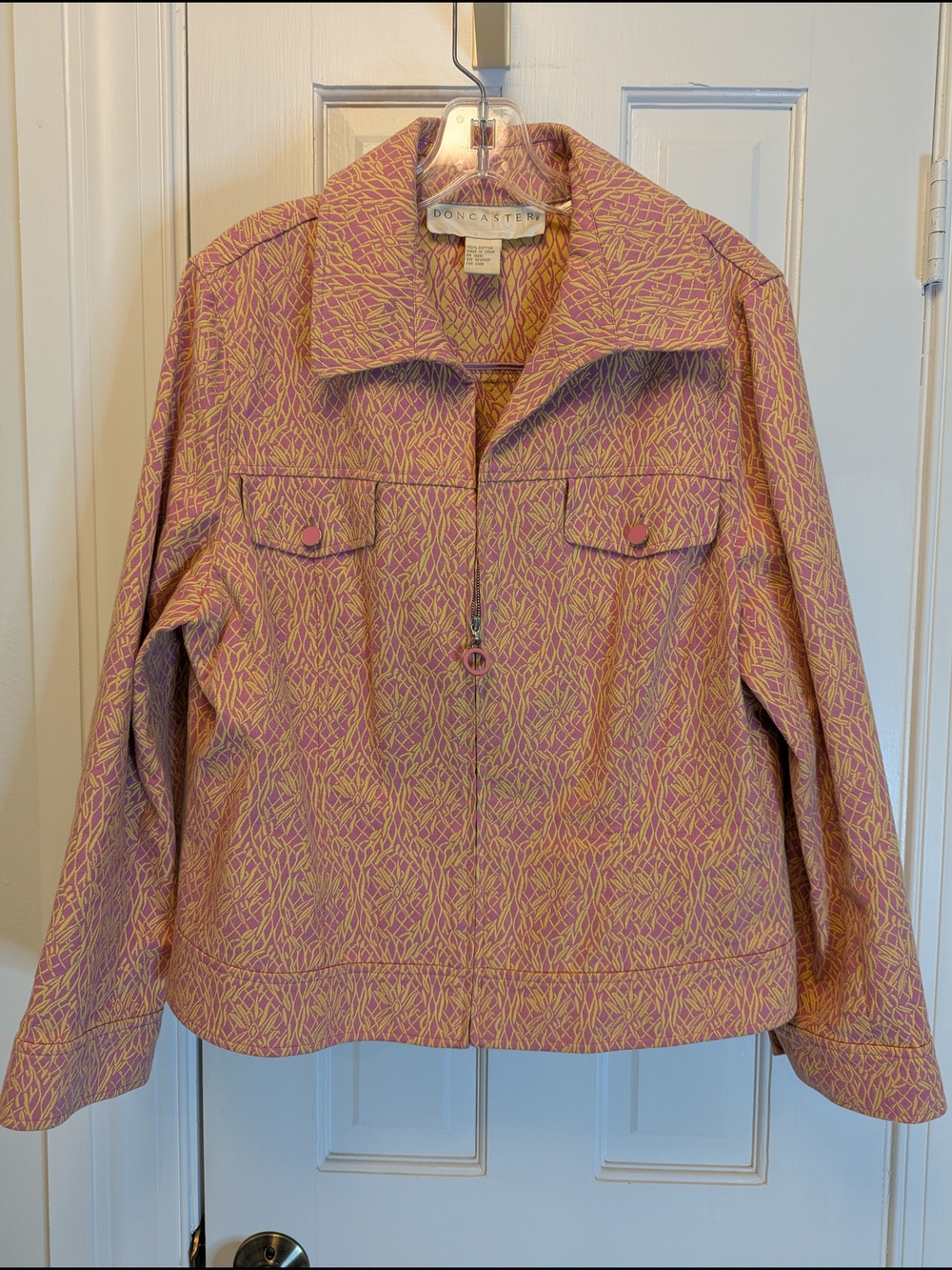 Doncaster Pink & Yellow Patterned Zip-Front Women's Jacket